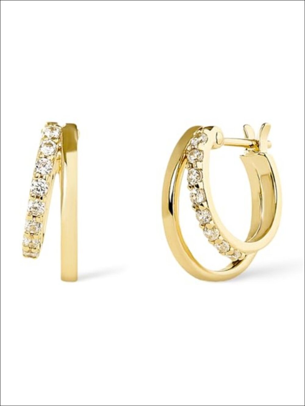 Double Hoop Earrings Sterling Silver 14K Gold Plated Huggie Hoops